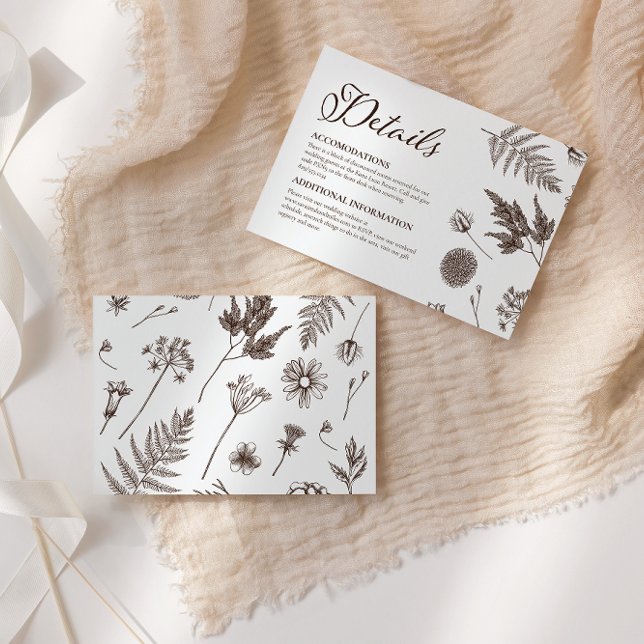 Elegant Calligraphy Botanical Earthtone Details Enclosure Card (Creator Uploaded)