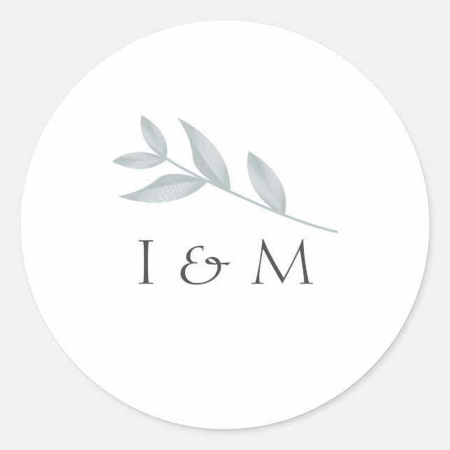 Elegant calligraphy Botanical Wedding Classic Round Sticker (Front)