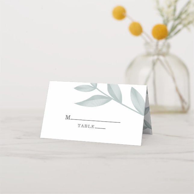 Elegant calligraphy Botanical Wedding Place Card (Front)