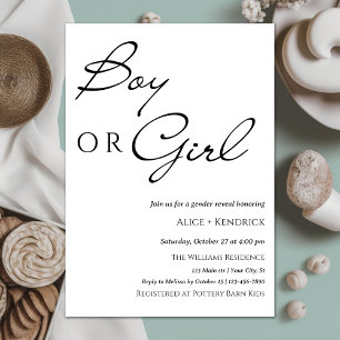 Elegant Calligraphy Boy Or Girl Gender Reveal Invitation