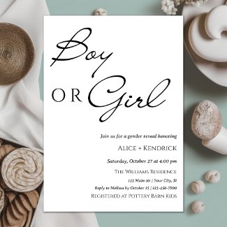 Elegant Calligraphy Boy Or Girl Gender Reveal 