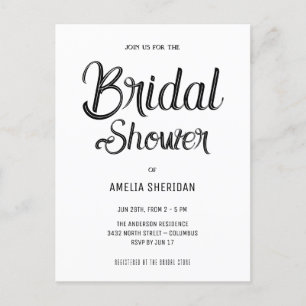 Elegant Calligraphy   Bridal Shower Postcard