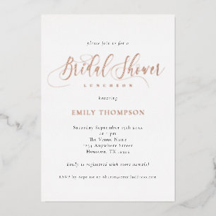 Elegant Calligraphy Bridal Shower Real Foil Invita Invitation