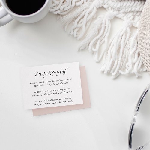 Elegant Calligraphy Bridal Shower Recipe Request Enclosure Card