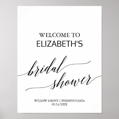 Elegant Calligraphy Bridal Shower Welcome Poster