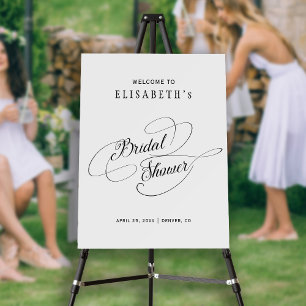 Elegant calligraphy bridal shower welcome sign