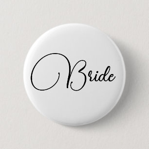 Elegant Calligraphy Bride Bachelorette Party Button