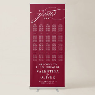 Elegant Calligraphy Burgundy Seating Chart  Retractable Banner