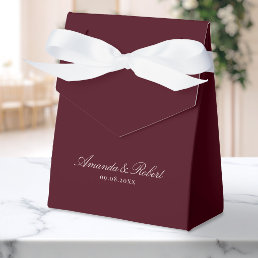 Elegant Calligraphy Burgundy Wedding Favor Boxes