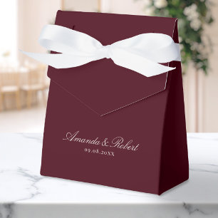 Elegant Calligraphy Burgundy Wedding Favor Boxes