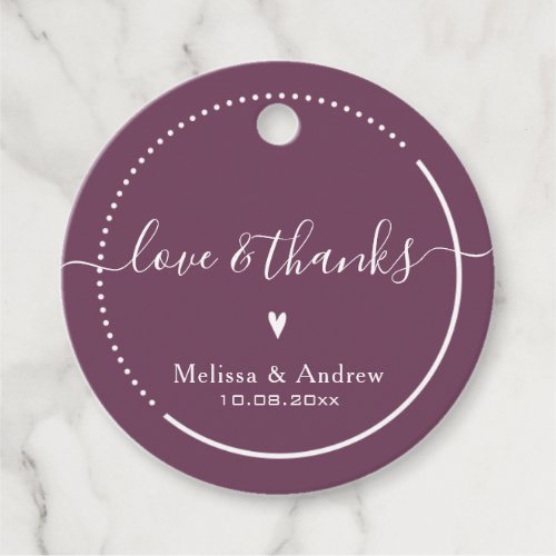 Elegant Calligraphy Burgundy Wedding Love  Thanks Favor Tags