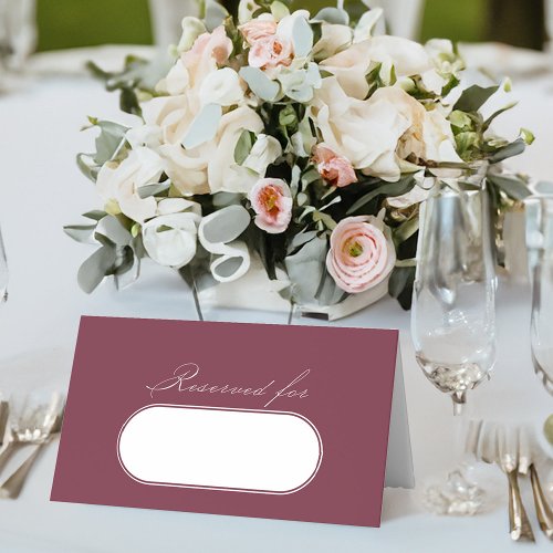 Elegant Calligraphy Burgundy Wedding Reserved Place Card