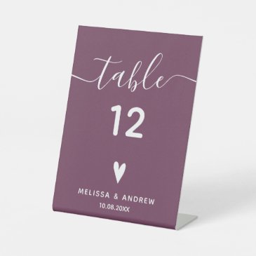 Elegant Calligraphy Burgundy Wedding Table Number