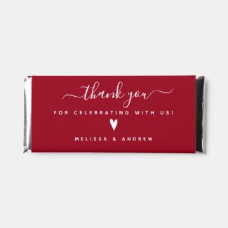 Elegant Calligraphy Burgundy Wedding 'Thank You'  Hershey Bar Favors