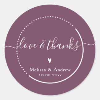 Elegant Calligraphy - Burgundy Wedding Thanks Classic Round Sticker