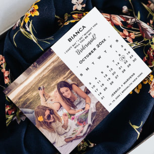 Elegant calligraphy calendar bridesmaid proposal invitation