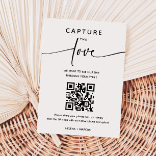 Elegant Calligraphy Capture The Love QR code Enclosure Card