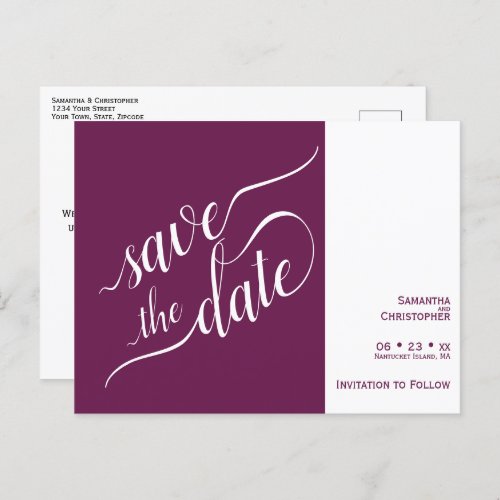 Elegant Calligraphy Cassis Wedding Save the Date Announcement Postcard