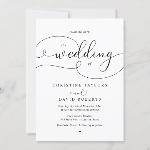 Elegant Calligraphy, Casual Wedding Invitation | Zazzle