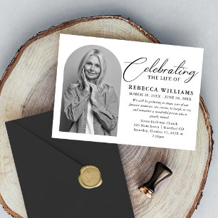 Elegant Calligraphy Celebration of Life Funeral Invitation