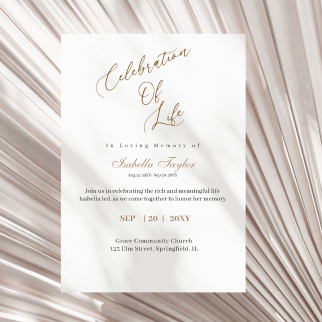 Elegant Calligraphy Celebration Of Life  Invitation (Creator Uploaded)