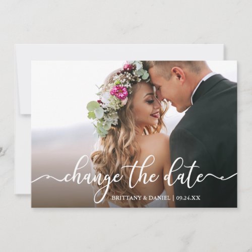 Elegant Calligraphy Change The Date New Date Card