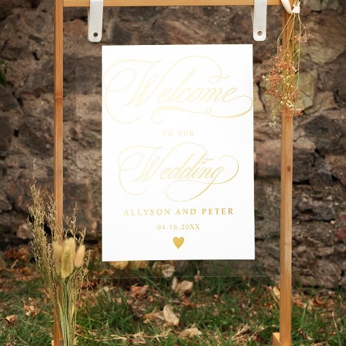 Elegant calligraphy chic gold wedding welcome foil prints