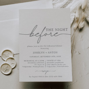 Elegant Calligraphy Chic Gray The Night Before Invitation