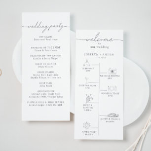 Elegant Calligraphy Chic Gray Timeline Wedding Program