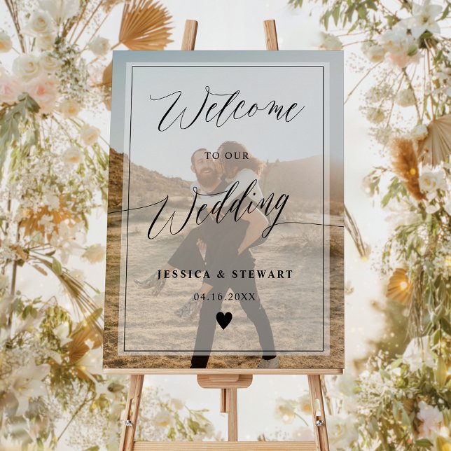 Elegant calligraphy chic photo wedding welcome foam board (Elegant calligraphy chic photo wedding welcome foam board)