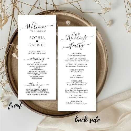 Elegant Calligraphy Chic Script Wedding Ceremony Program