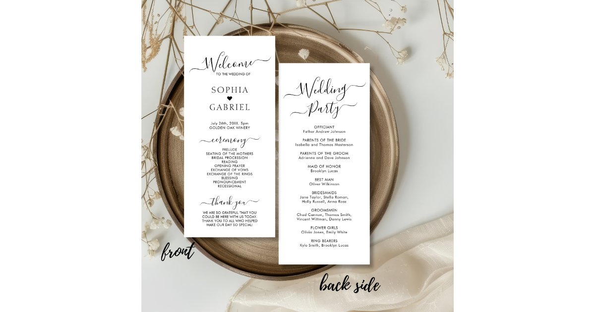 Elegant Calligraphy Chic Script Wedding Ceremony Program | Zazzle