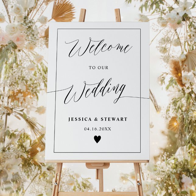 Elegant calligraphy chic script wedding welcome foam board (Elegant calligraphy chic script wedding welcome foam board)