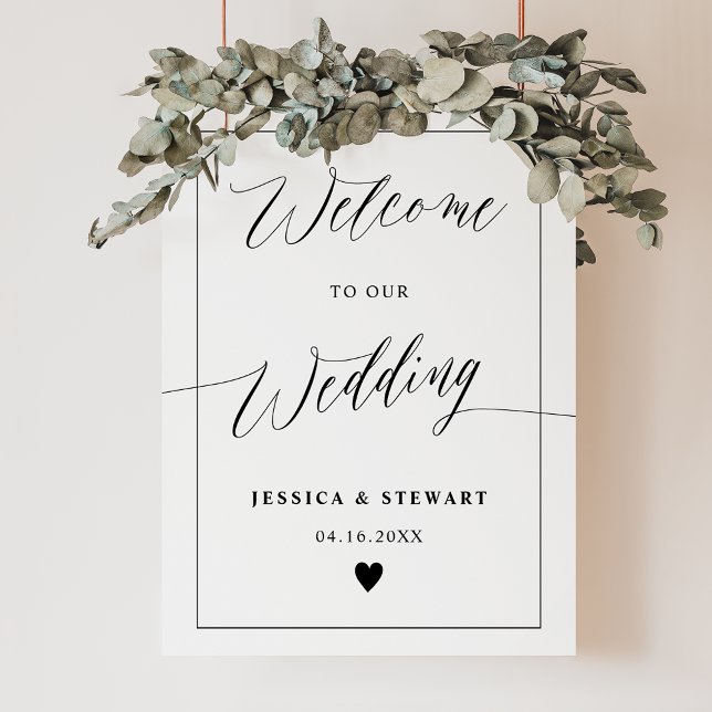 Elegant calligraphy chic script wedding welcome poster (Elegant calligraphy chic script wedding welcome poster)