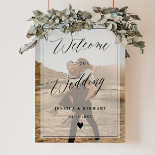 Elegant calligraphy chic script wedding welcome poster