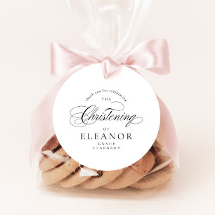Elegant Calligraphy Christening Thank You Favor Tags