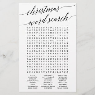 Elegant Calligraphy Christmas Word Search Game Flyer