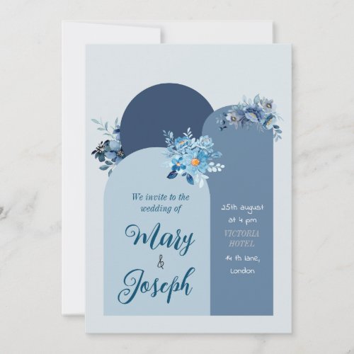 Elegant calligraphy classic blue modern  invitation