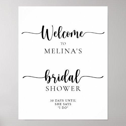 Elegant Calligraphy Classic Bridal Shower Welcome  Poster