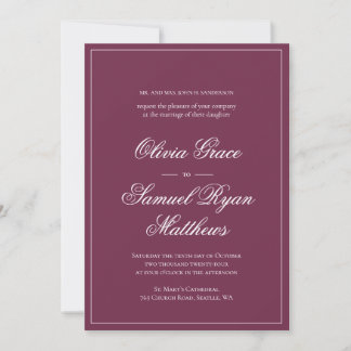 Elegant Calligraphy Classic Burgundy Wedding Invitation
