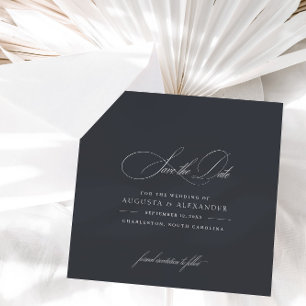 Elegant Calligraphy Classic Chic Dark Gray Save The Date