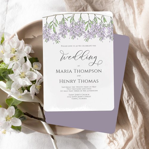 Elegant Calligraphy Classic Floral Lilac Lavender Invitation