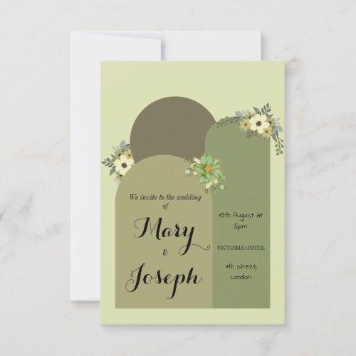 Elegant calligraphy classic green modern  invitation