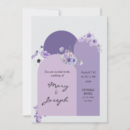 Elegant calligraphy classic purple modern invitation