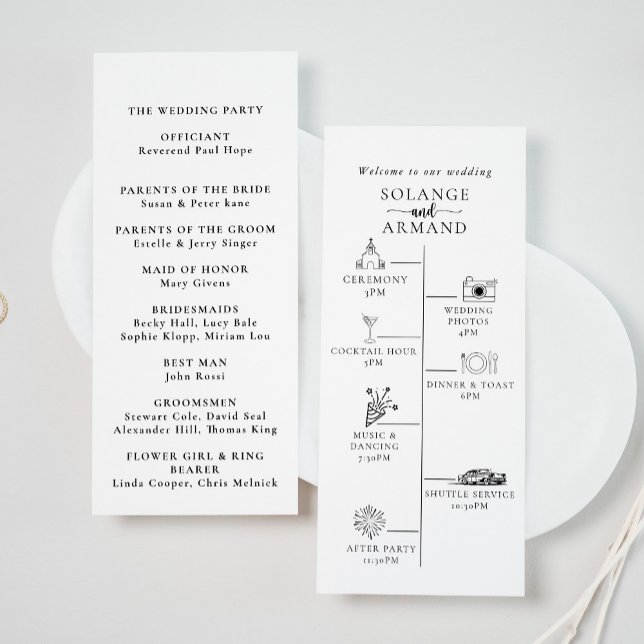 Elegant Calligraphy Classic Timeline Wedding  Program (Creator Uploaded)