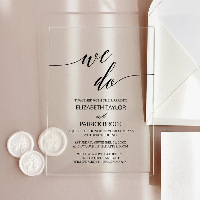 Elegant Calligraphy Classic Unique We Do Wedding Acrylic Invitations (Elegant Calligraphy Classic Unique We Do Wedding Acrylic Invitations)
