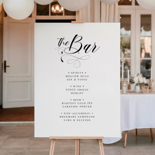 Elegant Calligraphy Classic Wedding Bar Menu Foam Board