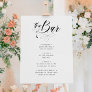 Elegant Calligraphy Classic Wedding Bar Menu Foam Board