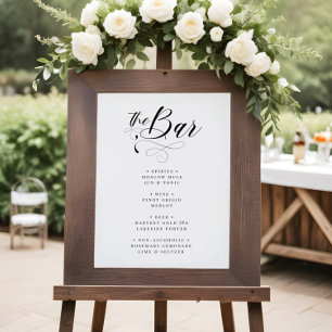 Elegant Calligraphy Classic Wedding Bar Menu Foam Board