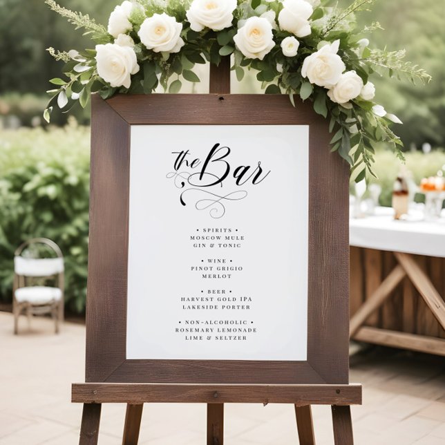 Elegant Calligraphy Classic Wedding Bar Menu Foam Board (Creator Uploaded)